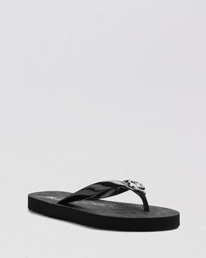 MICHAEL Michael Kors Flip Flops - Mk Logo - Black