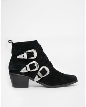 ASOS Rocker And Roller Western Buckle Ankle Boots - Black