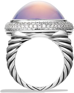 David Yurman Dy Signature Oval Ring with Lavender Moon Quartz  Diamonds - Purple