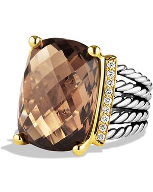 David Yurman Wheaton Ring With Smoky Quartz And Diamonds And Gold - Brown