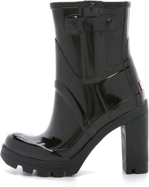 HUNTER Original High Heel Gloss Booties - Black