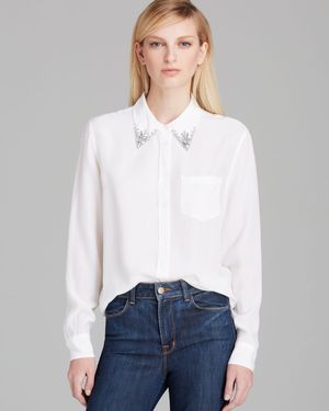 Equipment Blouse Reese Jewel Collar Silk - White