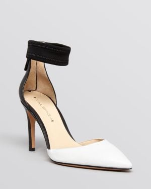 Via Spiga Pointed Toe Ankle Strap Pumps - Ife High Heel - Black