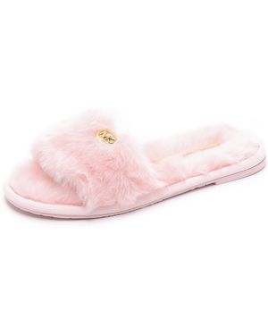 MICHAEL Michael Kors Jet Set Faux Fur Slide Slippers - Black - Pink