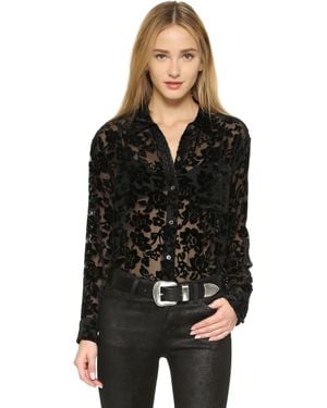 Equipment Daddy Velvet Burnout Blouse - Black
