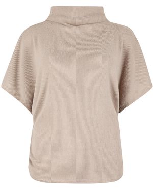Apricot Soft Knit Side Ruched Top - Natur