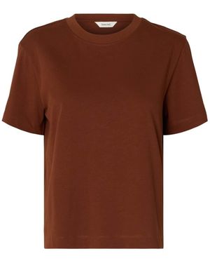 SELECTED T-Shirt Slfessential - Braun