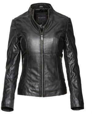 Bugatti Lederjacke Aus Weichem Leder, Mit Stehkragen - Schwarz