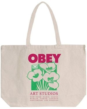 Obey Shopper Art Studio Flowers Tote Bag Natural - Weiß
