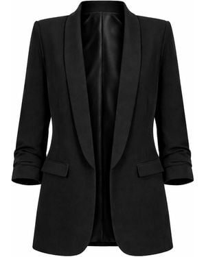 Worldclassca Blazer Damen Blazer 3/4 Arm Mit Raffung - Schwarz