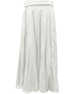 Apricot Jersey Waistband Cotton Midaxi Skirt - Weiß