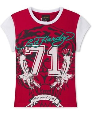 Ed Hardy T-Shirt Roaring Tiger - Rot