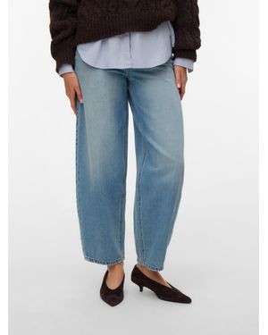 Vero Moda VMBILLIE HR ANK JEANS LI3151 NOOS Baumwolle, Barrel Fit, High Waist - Blau