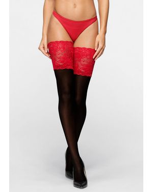 Lascana Halterlose Feinstrümpfe - Rot
