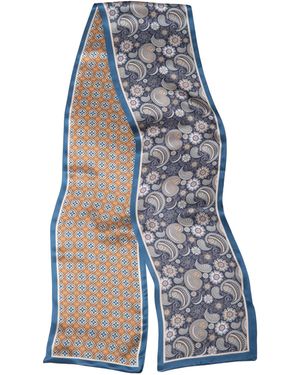 MayTree Schal Seidenschal Beidseitig, Paisley, 16 X 145 Cm - Blau