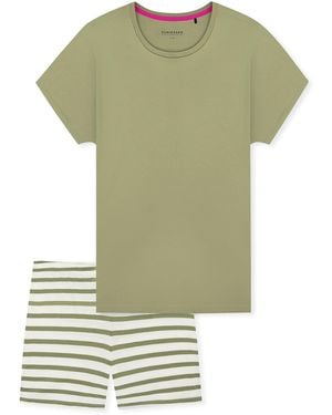 Schiesser Kurz-Pyjama Casual Essentials - Grün