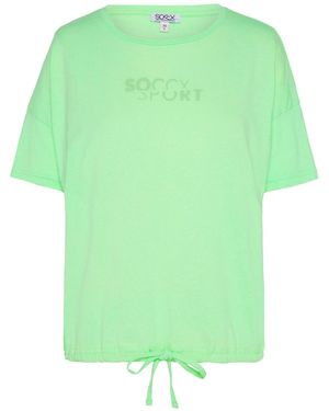 SOCCX T-Shirt Oversized Mit Bindebandsaum - Grün
