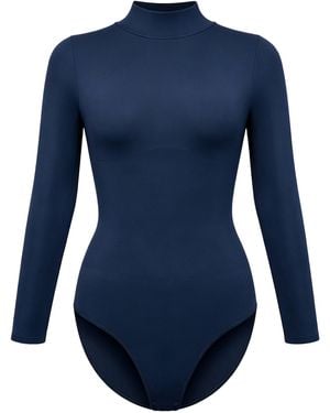 cfab Shapingbody Clean Longsleeve Turtleneck Sculpting Bodysuit With Slip - Blau