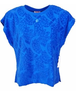 LIKS. Munich Shirt Damen Top Mit Frottee - Blau