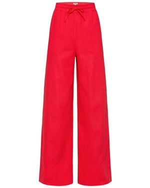 SENSES.THE LABEL Hose Pi:Ment Aus Leinen-Mix Mit Breiter Saumkante - Rot