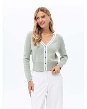 Passioni Strickjacke Cardigan Mit Strassapplikationen - Weiß