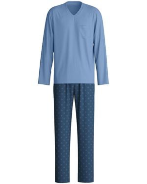 CALIDA Pyjama Lang Relax Imprint - Blau