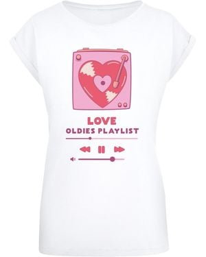 F4NT4STIC T-Shirt Love Oldies Playlist Valentinstag - Weiß