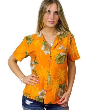 King Kameha Bluse Small Flower - Orange