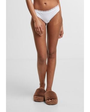 Urban Classics Ladies Basic Cotton Brazilian Lace 5-Pack - Braun