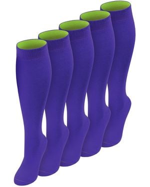 normani 5 Paar Kniestrümpfe Mit Farbig Abgesetztem Bund Bi-Color - Lila