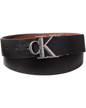 Calvin Klein Ledergürtel Ck Buckle Tumbled 35Mm Adj/Rev Umkehrbar - Schwarz
