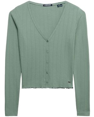 Superdry & Co Strickjacke Athletic Essential Pointelle - Grün