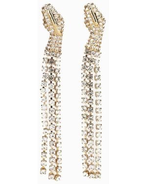 Addicted Ohrringe Thuban Orecchini Serpente Placcate Oro Con Cascate Di Strass - Weiß