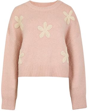 Apricot Crochet Daisies Boxy Jumper - Pink