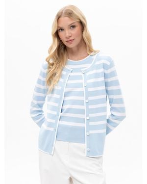Passioni Strickjacke Twinset Mit Hellblauen Streifen