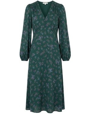 Apricot Floral Print Midi Dress - Grün