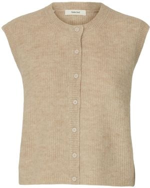 SELECTED Strickweste Slflulu - Natur