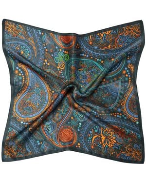 MayTree Schal Seidentuch Paisley Neon - Blau