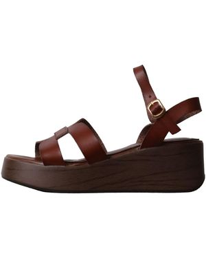 Super Mode Sandale Hohe Riemchensandalen Von R And Be - Braun