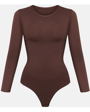 cfab Shapingbody Clean Longsleeve Crewneck Sculpting Bodysuit With String - Braun