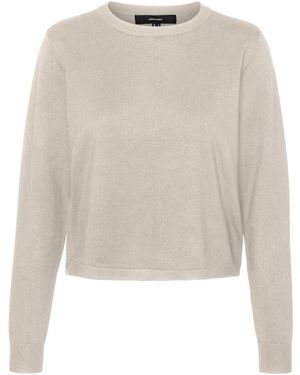Vero Moda Strickpullover VMSILJE LS O-NECK SHORT PULLOVER GA NOOS - Weiß