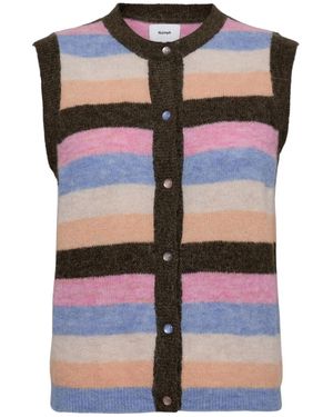Numph Strickweste Nuriette Stripy Vest - Mehrfarbig