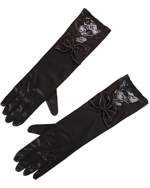 Dirndline Fingerhandschuhe Burlesque-Handschuhe Mit Schleife - Schwarz