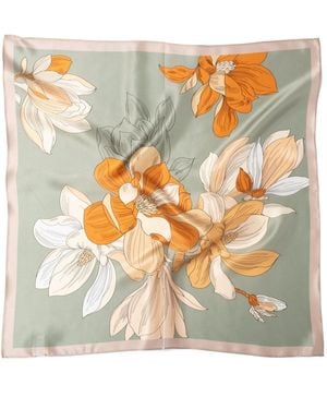 MayTree Tuch Seidentuch Premium Blühende Magnolien - Grau