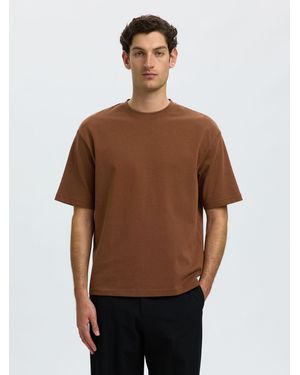 SELECTED T-Shirt Slhoscar - Braun
