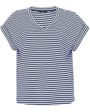 Zero Streifenshirt Mit V-Ausschnitt - Blau