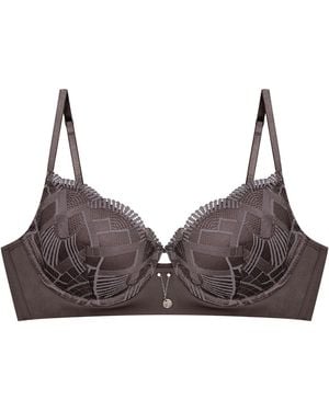 ESOTIQ Bh Push-Up-Bh Intro, Geometrische Spitze, Breites Unterbrustband - Braun