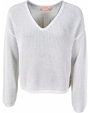 LIKS. Munich Pullover Strickpullover Aus Baumwolle Mit Lochmuster - Weiß