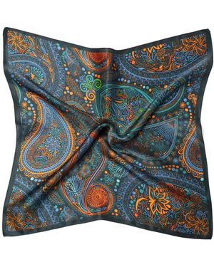 MayTree Schal Seidentuch Paisley Neon - Blau