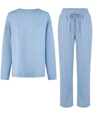 by Louise Pyjama Homewear Loungewear Long Soft & Comfortable Light - Blau